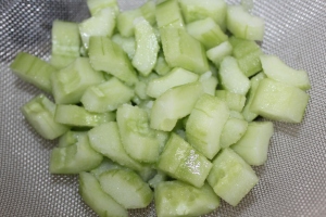 Salt and drain the cucumbers to allow the moisture to escape