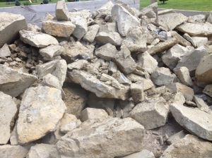 A load of rock waiting in the truck bed to be turned into our firepit!